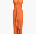 Solid Reversible Asymmetrical Tie-Up Maxi Dress