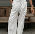 Solid Pleated Suit Wide Leg Pants