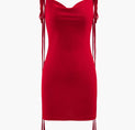 Cowl Neck Backless Drape Mini Dress