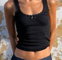Lace Trim Crop Tank Top