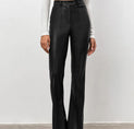 High Waisted Leather Straight Leg Flare Pants