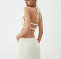 Backless Halter Top With Pleated Maxi Skirt Set