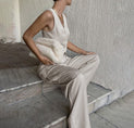 Cotton Blends Wide Leg Pants