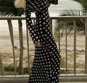 Long Sleeve Off-Shoulder Polka Dot Print Long Dress