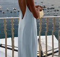 Backless Vacation Satin Long Dress