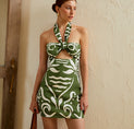 Print Cut Out Halter Dress