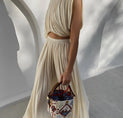 Romantic Asymmetric Pleated Chiffon Skirt Set - Open Box