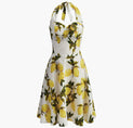 Print Cotton Halter Sweetheart Neck Dress
