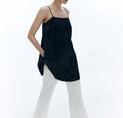 Satin Sleeveless Solid Loose Tank Top