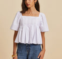 Pleated Crew Neck Blouse