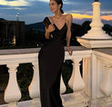 V-Neck Backless Satin Long Dress