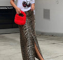 Cotton Leopard Print Split Midi Dress