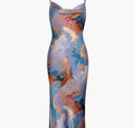 Abstract Print Backless Midi Slip Dress (S / MULTICOLOR)