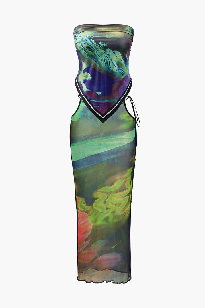 a dress with a colorful design on it