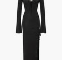 Tie Front Side Slit Long Sleeve Maxi Dress