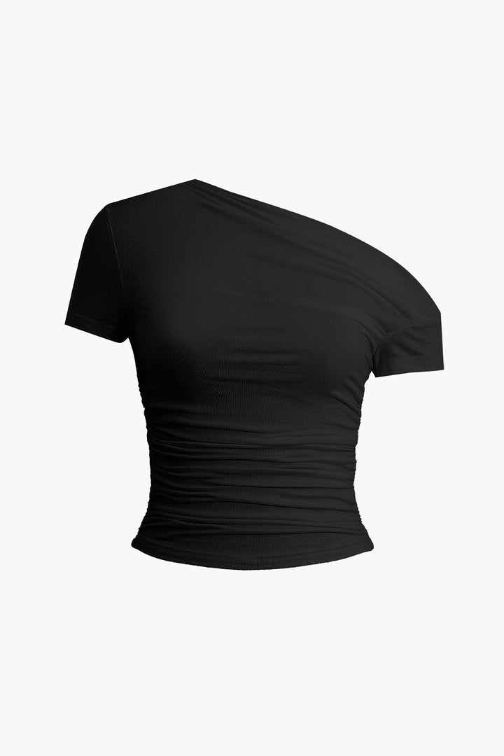 a black top on a white background