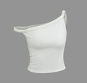 Asymmetrical Twist Sleeveless Top (M / WHITE)