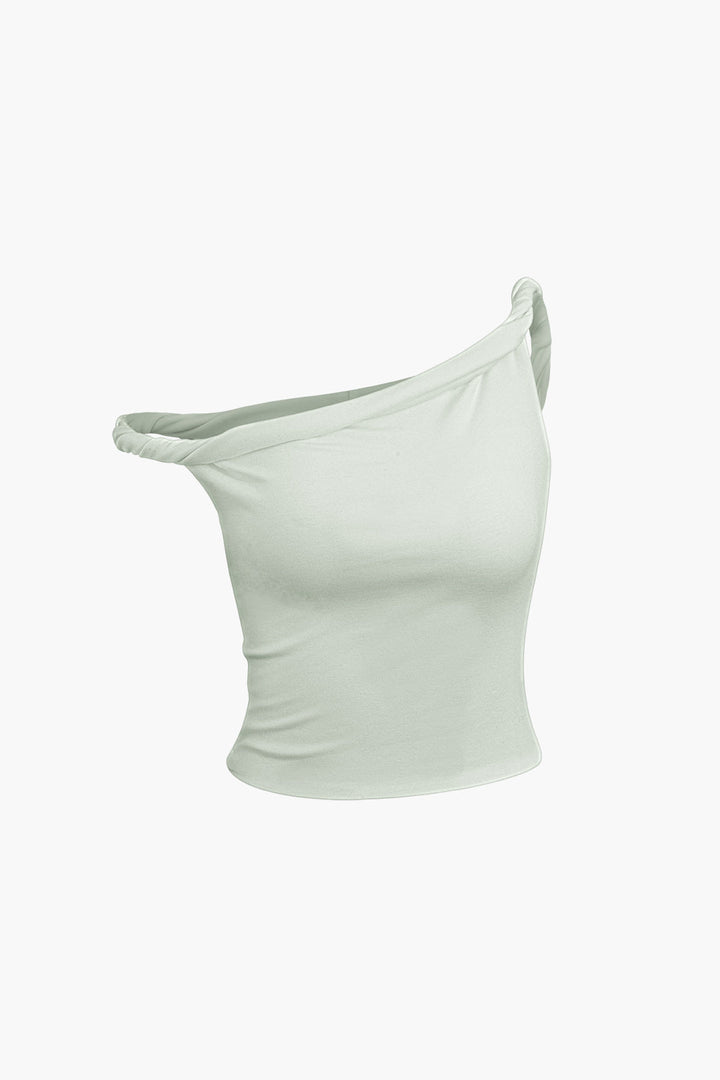 a white top with one shoulder and one shoulder