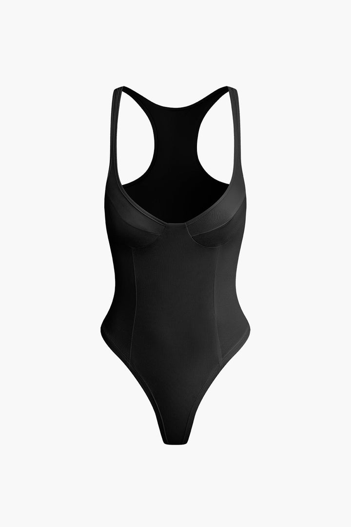 a black swimsuit on a white background