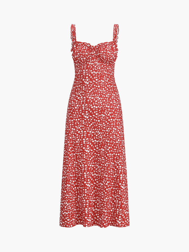 a red dress with white dots on it