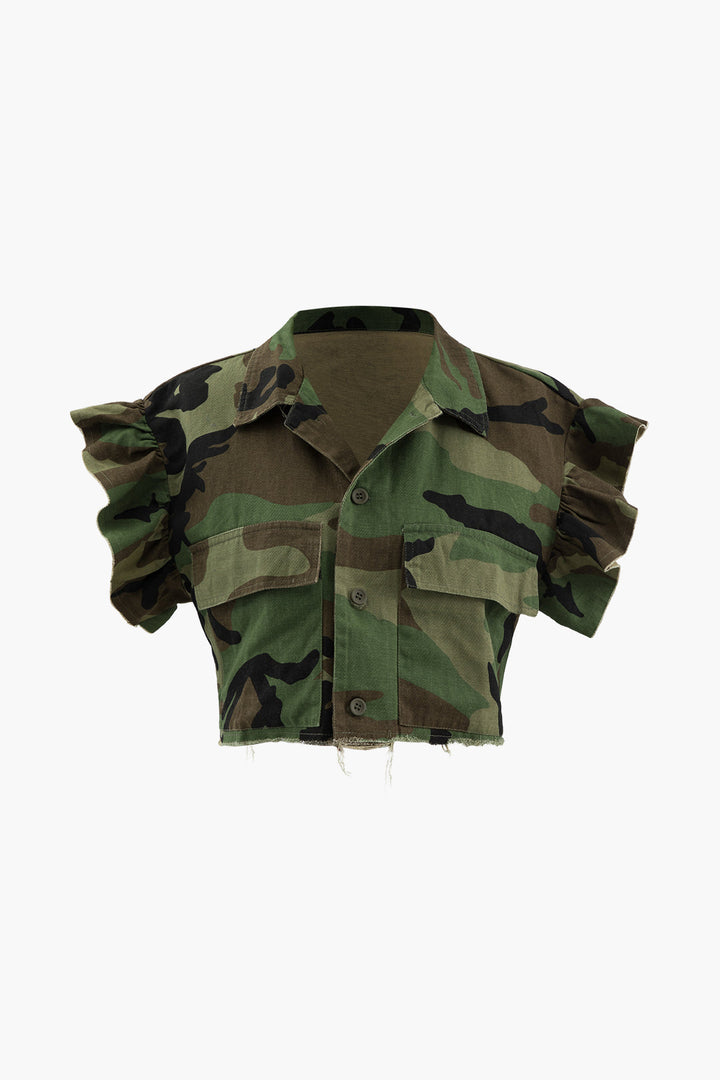 a camouflage jacket on a white background