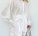 Cloud Nine Pinstripe See Through Two Piece Shorts Set