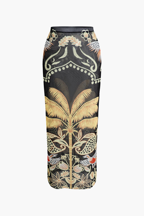 a black and gold skirt with a floral design