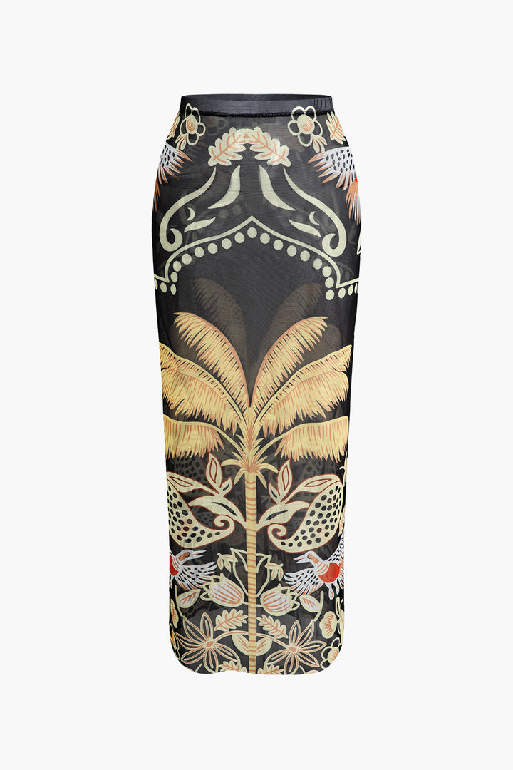 a black and gold skirt with a floral design