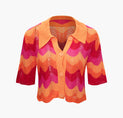 a women ' s jacket with a colorful pattern