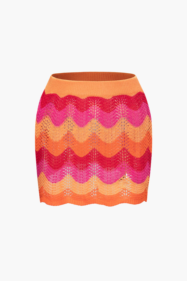 a pink and orange knitted skirt