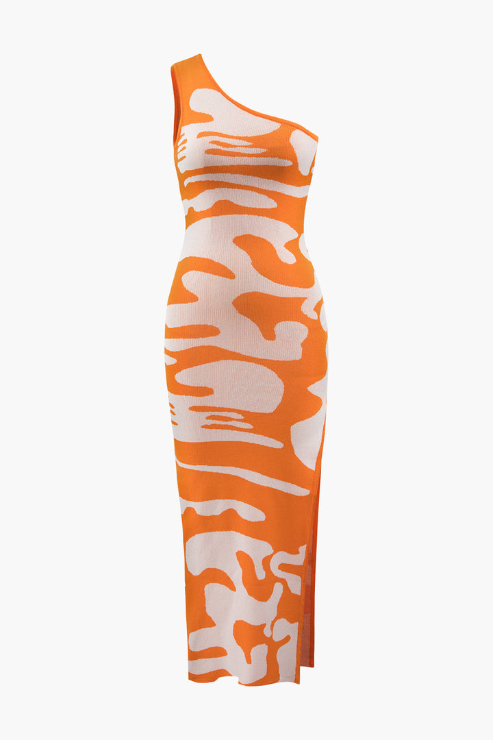 a dress with an orange and white camouflage print