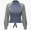 Colorblock Turtleneck Backless Tie Back Sweater (S / Contrast Color)