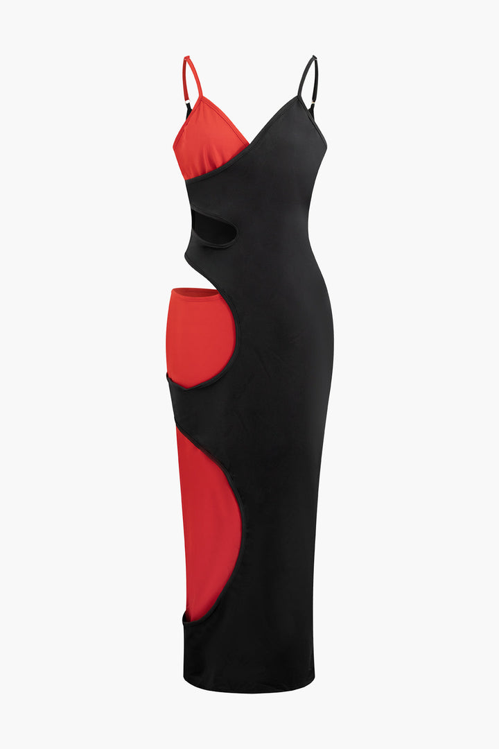a black and red dress on a white background
