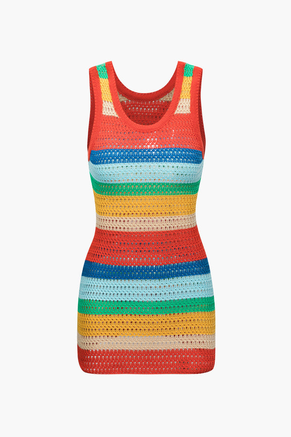 a tank top with multi colored stripes