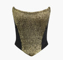 Contrast Metallic Strapless Top (L / GOLD)