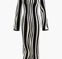 a black and white striped dress