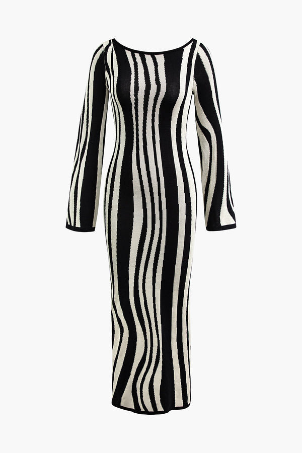 a black and white striped dress
