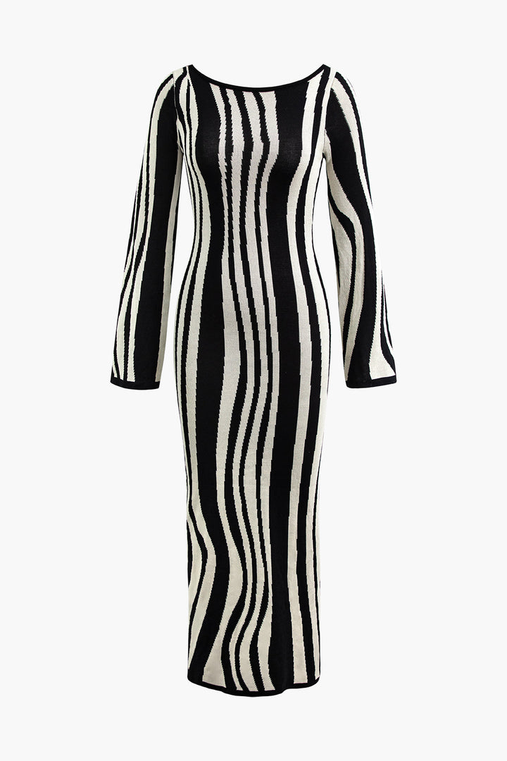 a black and white striped dress