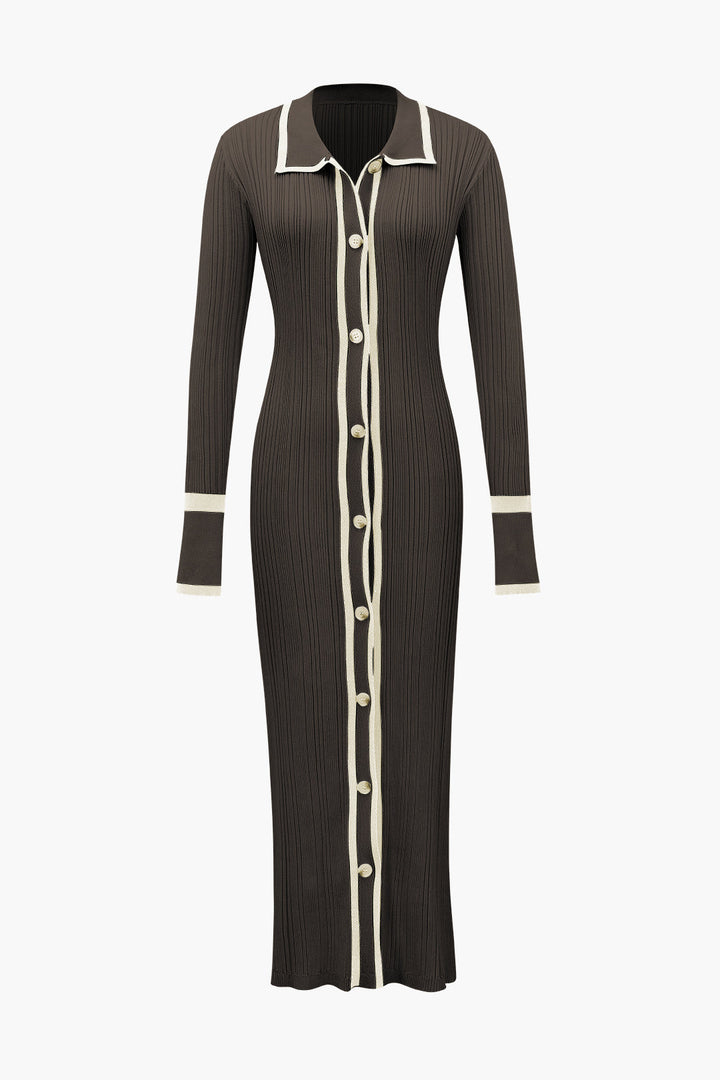 a black and white dress with buttons and buttons