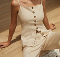 Cotton & Linen Button Cami Top