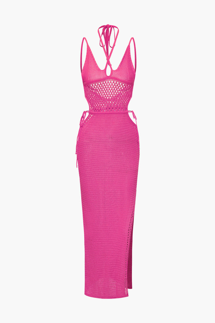 a pink dress with a cut out back