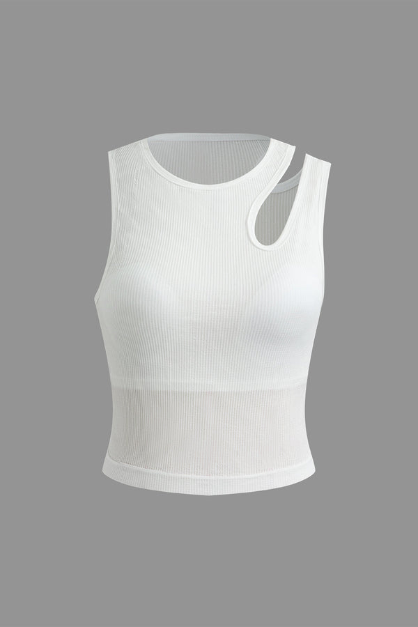white rib knit tank top