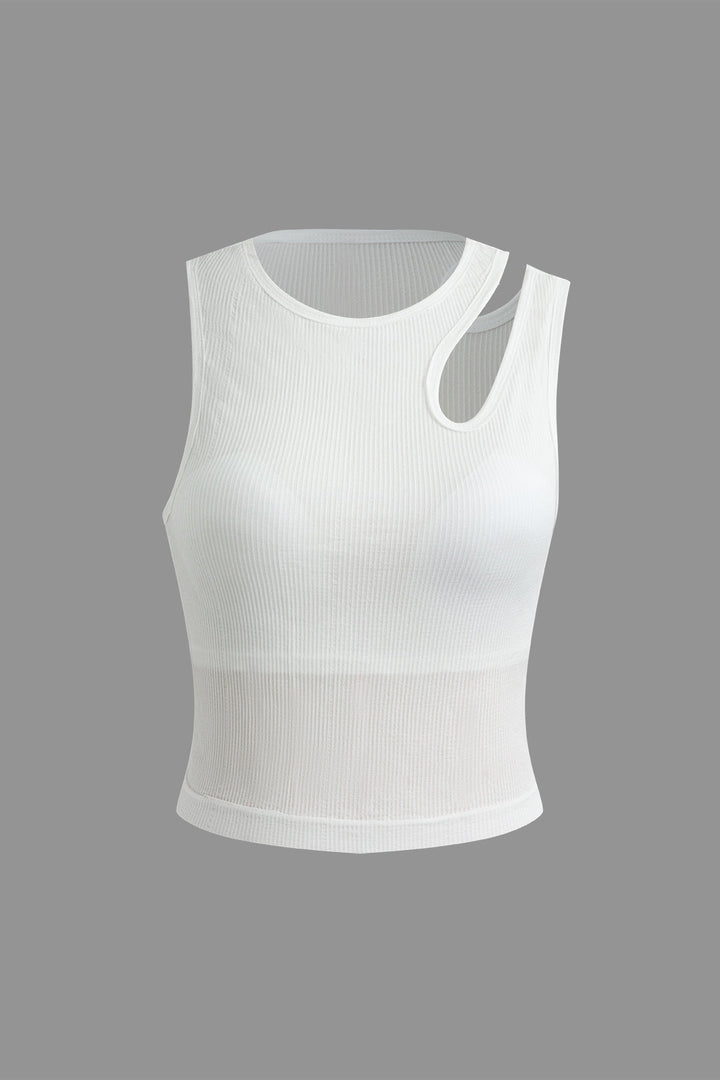 white rib knit tank top