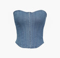 Denim Corset Top (L / DARK WASH BLUE)