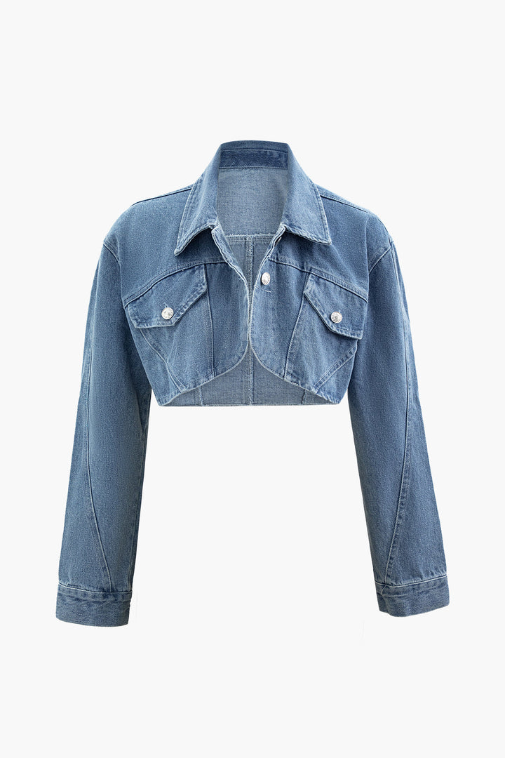 a cropped denim jacket with pockets