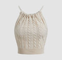 the cable knit crop top in ivory