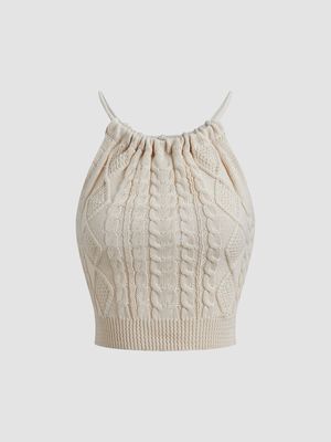 the cable knit crop top in ivory
