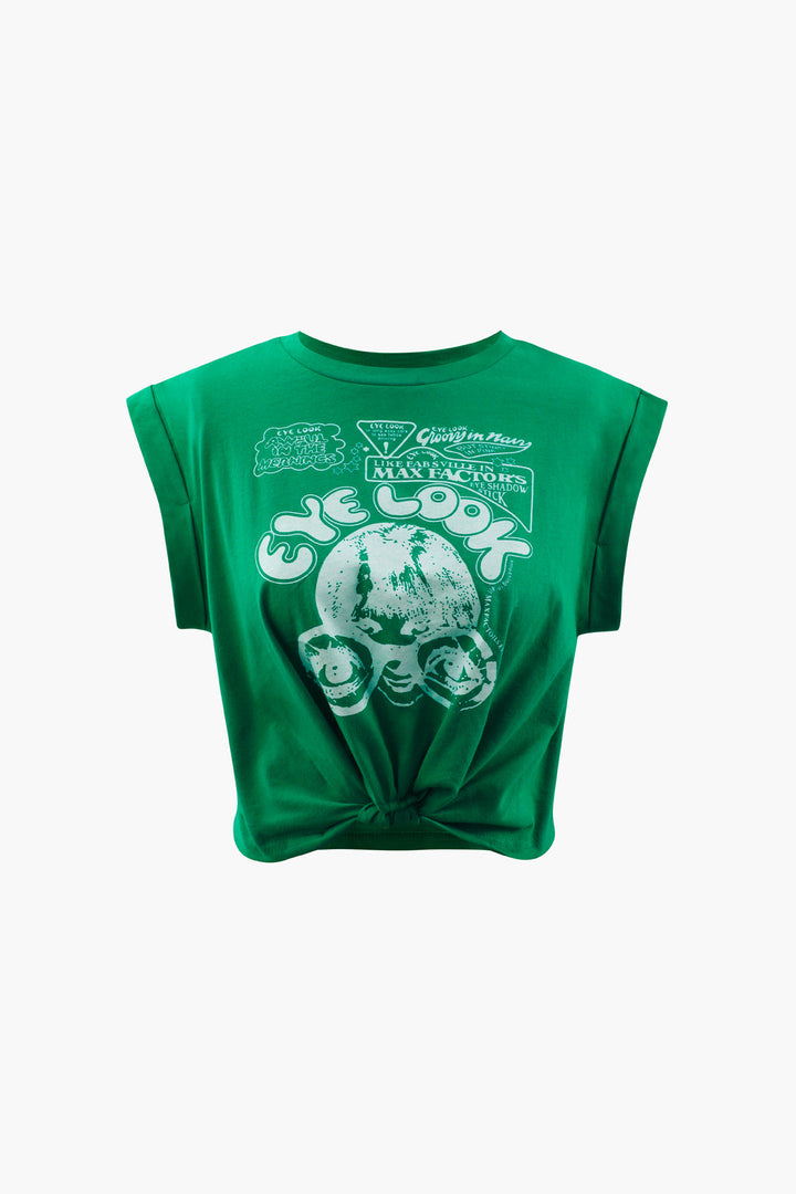 a green t - shirt with an image of a skull on it
