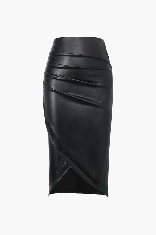 a black leather pencil skirt