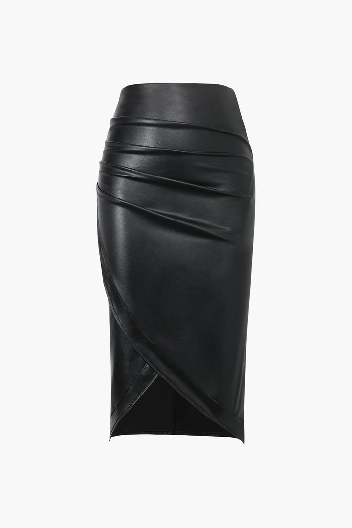 a black leather pencil skirt